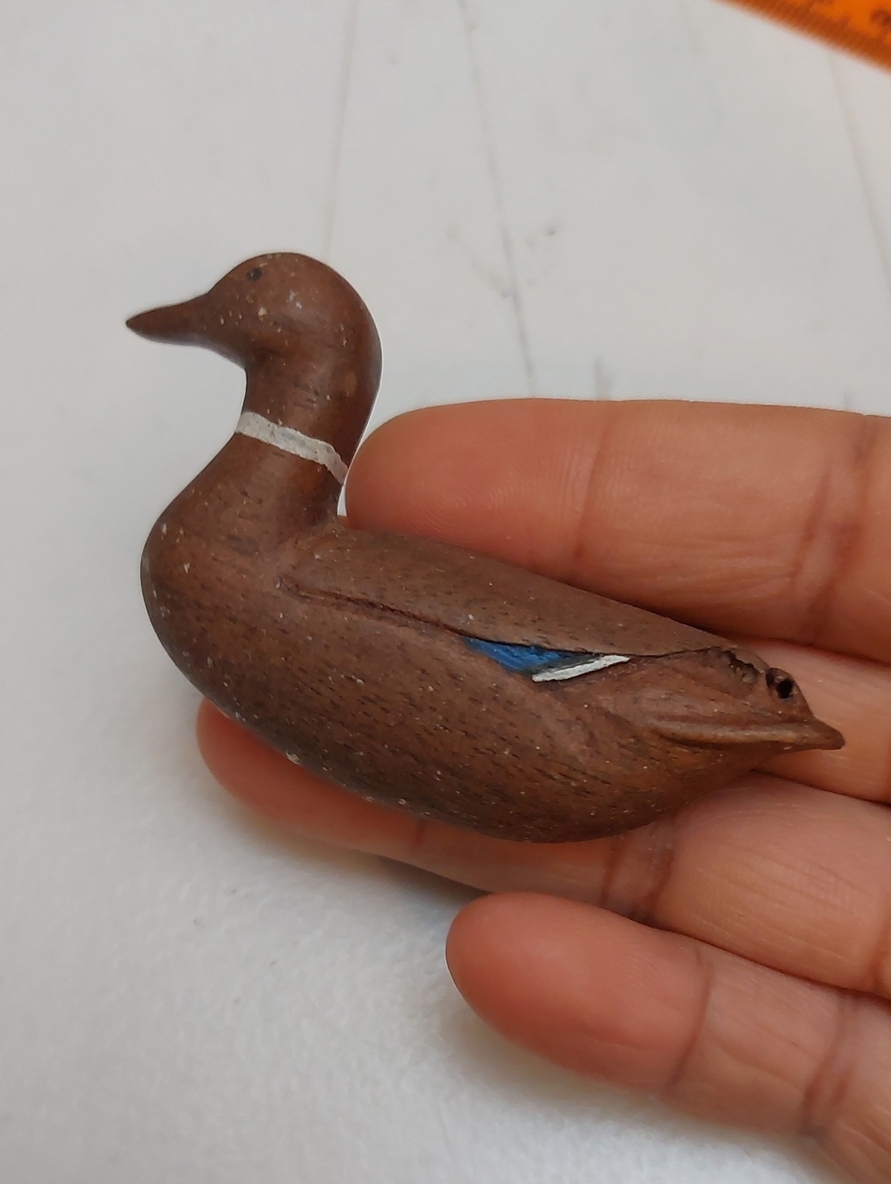 Artisan Handmade Mallard Duck Carved Wood Brooch Pin